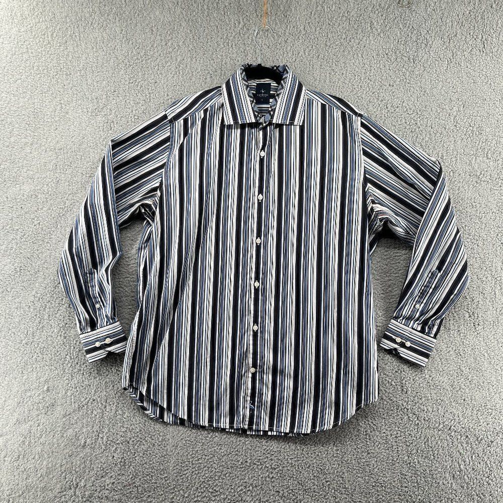 Taylor Byrd Shirt Mens Shirt Large Long Sleeve Striped Blue White